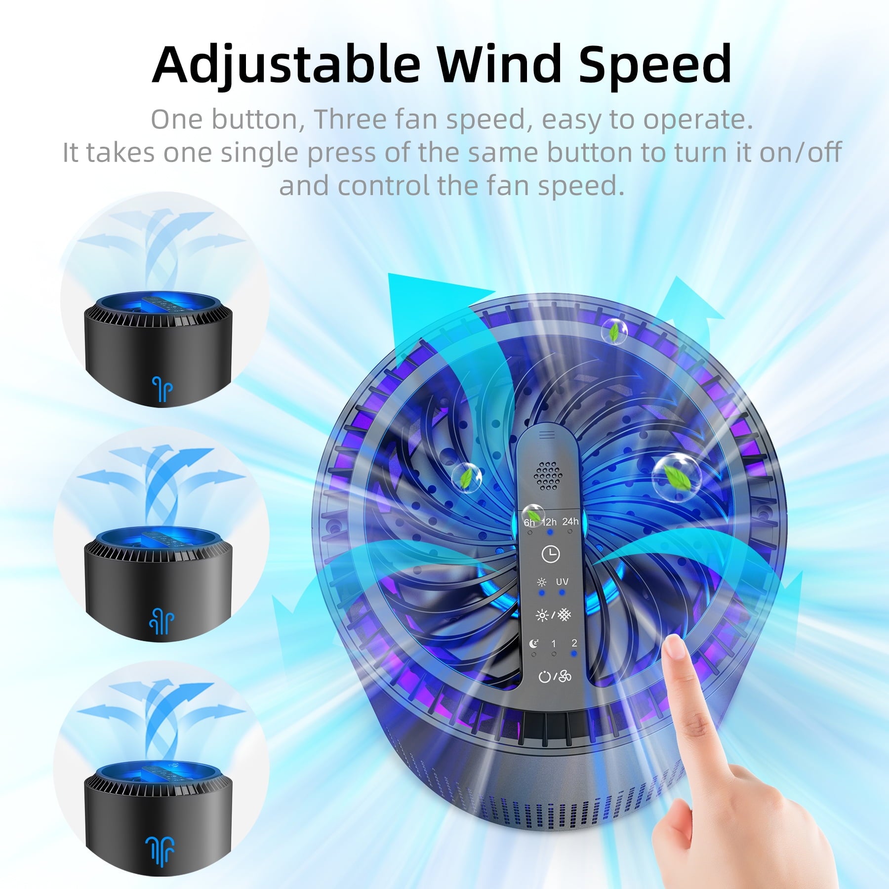 BREEZOME Hepa Air Purifier for Home & Bedroom, 22 dB Quiet Sleep Mode, Air Cleaner for PM10, PM2.5, Dust, Cotton Lint & Hair, Covers Up to 600 sq. ft./2H, Black