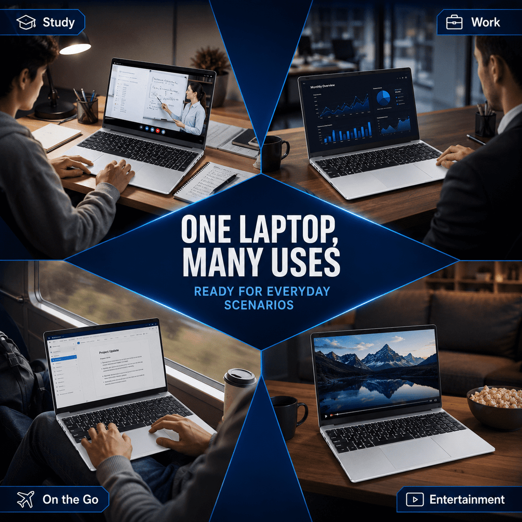 15.6" Student Laptop Computer, Intel N3700 Processor, 12GB RAM, 256GB SSD, Notebook PC for School, Business, Home Office & Beginners