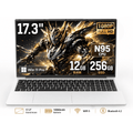 17.3" Laptop Computer, Intel N95, 12GB RAM, 256GB SSD, 10000mAh Battery, Large Screen Notebook for Student, Business & Home Use
