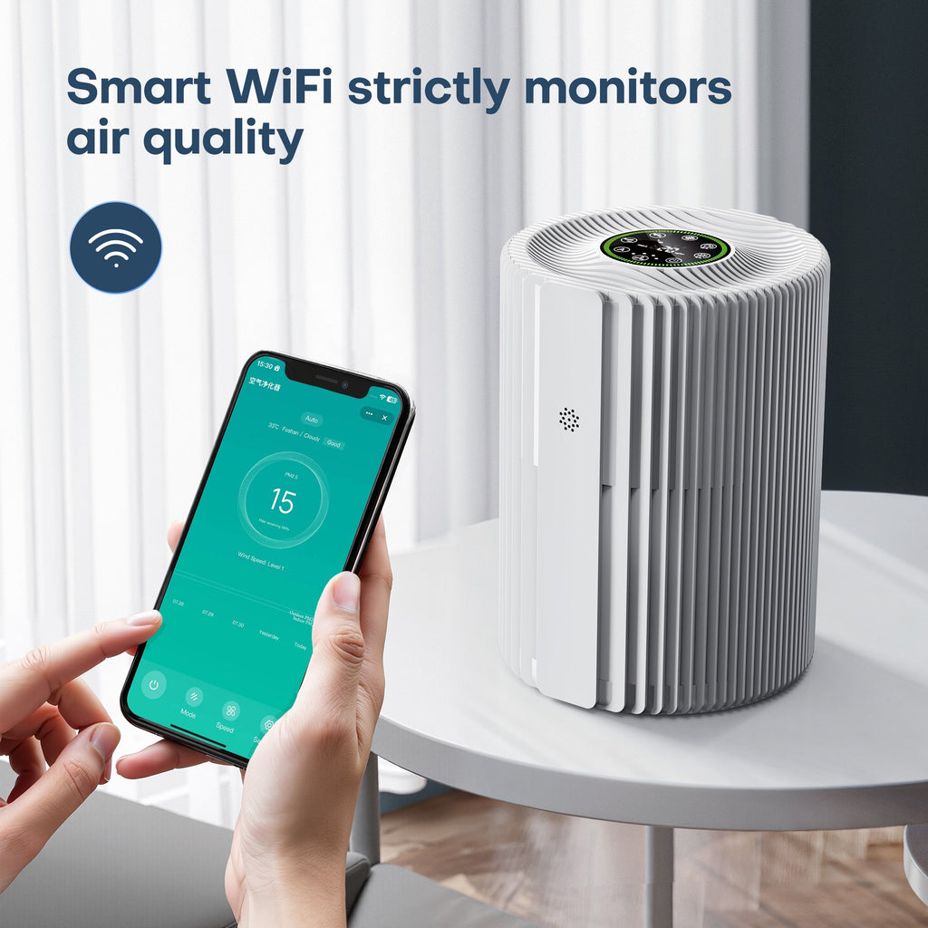 ALROCKET Air Purifier for Home, Smart WIFI, PM2.5 Digital Display, Auto Mode, 3-Layer Filter with 5 Speeds & Timer, Removes Wildfire Smoke, Dander, Dust, Pollen, Covers 600 ft²/2H