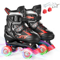Bvivok Roller Skates for Boys, Adjustable 4 Sizes, with Light up Wheels, Black, M: 1-4